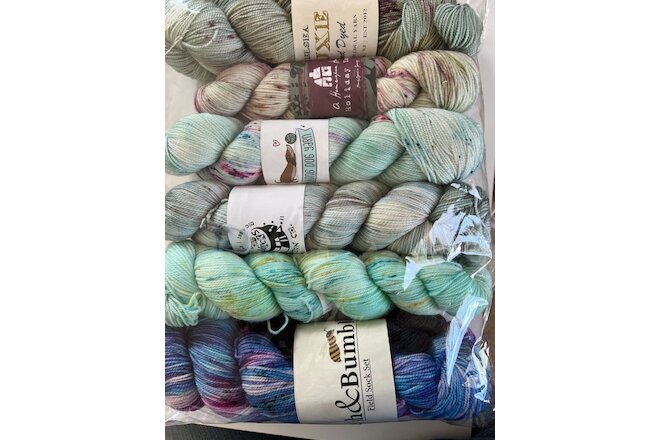 Assorted Sock Yarn Sample from Indie Dyers (Chelsea, Oink!, Long Dog, Homespun)