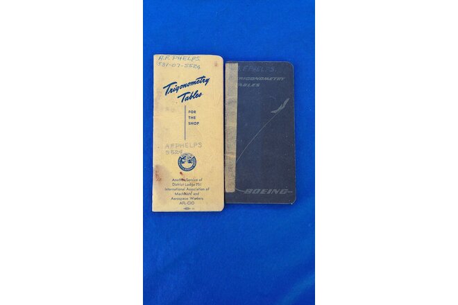 Lot of 2ea. Vintage Trig Table Booklets: Boeing & Aerospace Lodge 751