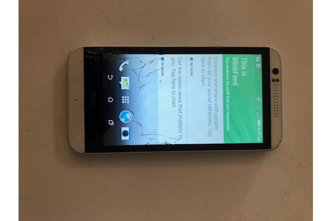 HTC Desire 510 White Boost Mobile Android Phone, Cracked glass - read