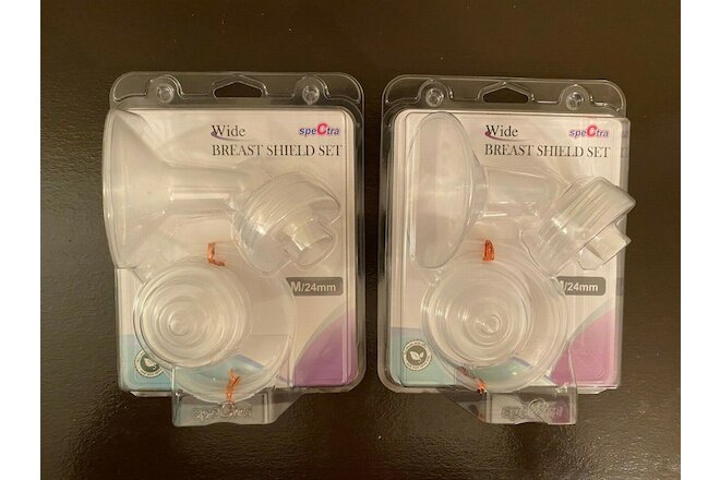Lot of 2 (TWO) Spectra Pump Wide Breast Shield Set - Size M 24mm Double Pumping