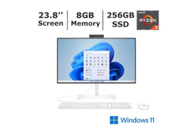 HP 23.8" All-in-One Desktop Computer AMD Ryzen 3 5425U Processor 8GB Windows 11