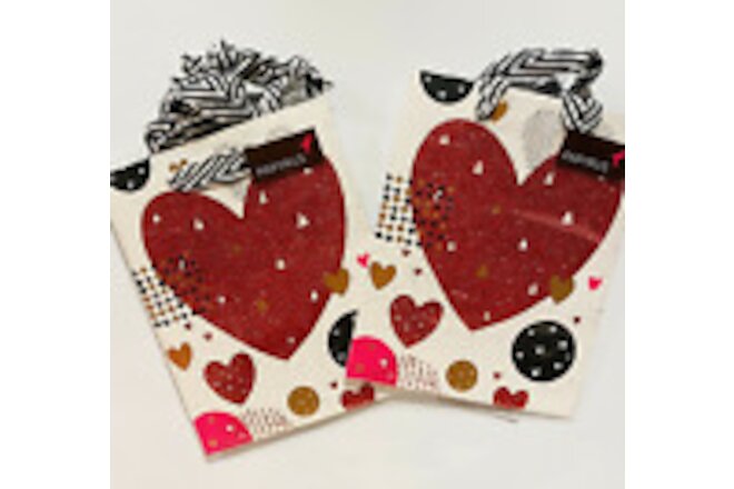Papyrus Greeting Valentine's Lot of 2 Small Size Happy Hearts Gift Bags