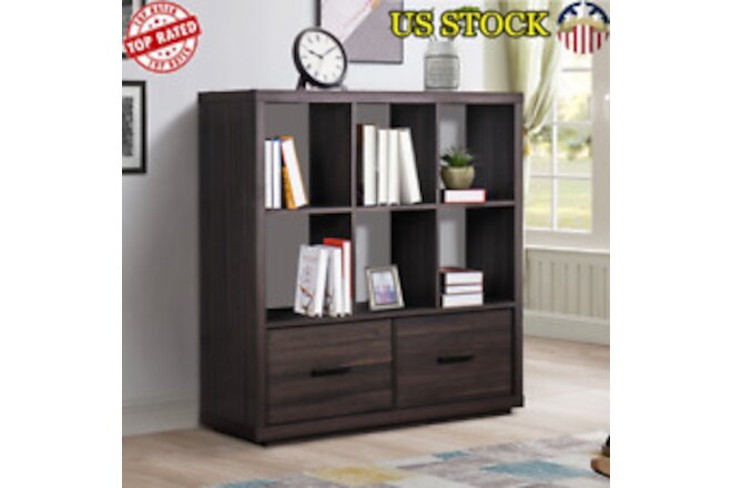 6 Cube Storage Bookcase Organizer W/ Drawers Home Office Furniture Bookshelves