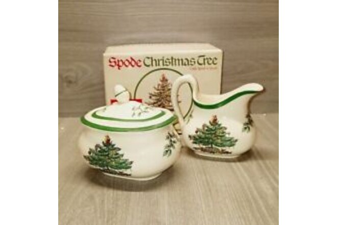 SPODE Christmas Tree Sugar and Creamer Set - England NEW in BOX
