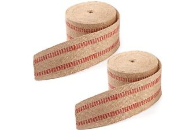 Frcctre 2 Pack Craft Jute Webbing Tape 3.5 Inches X 10 Yards Natural Burlap F