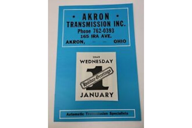Akron Transmission 1969 Vintage Salesman Sample Advertising Calendar Ohio
