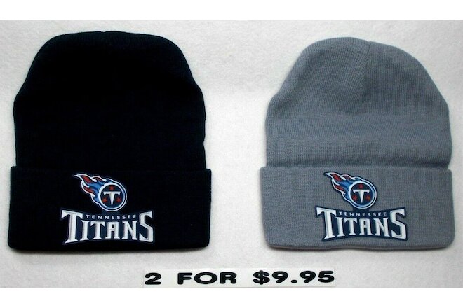 2 FOR $9.95! Tennessee Titans Flat Appliques on 2 Beanie cap hat! SEE DETAILS