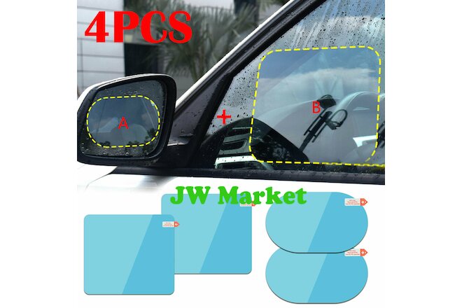 4x Waterproof For Car Rearview Mirror Rainproof Anti-Fog Rain-Proof Film Sticker