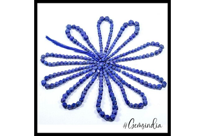 10 Strand 12" Natural Lapis Lazuli Gemstone Hexagon Shape Drilled Beads~5mm-14mm