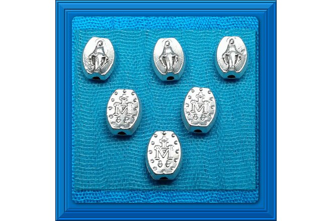Miraculous Medal Rosary Parts Our Father Beads 6Pcs Lot OVAL 9mm ITALIAN On Sale