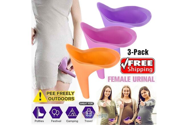 3xReusable Silicone Portable Urinal Women Female Travel Camping Stand Pee Device