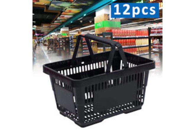 28L Shopping Basket Black Plastic 480*330*260mm  Convenient Sundries 12 Packs