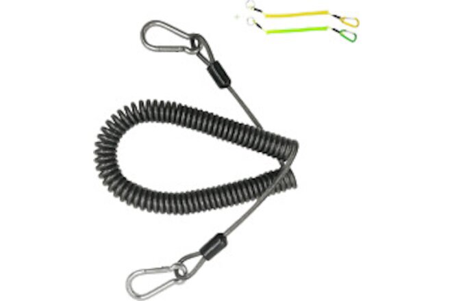 10Ft-150Lb Retractable Fishing Coiled Lanyard Stainless Steel inside Heavy Duty