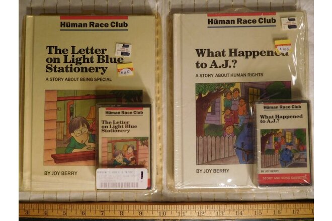 2 Vintage Human Race Club Book/Cassette ~ Letter Blue Stationary & What Hap. AJ
