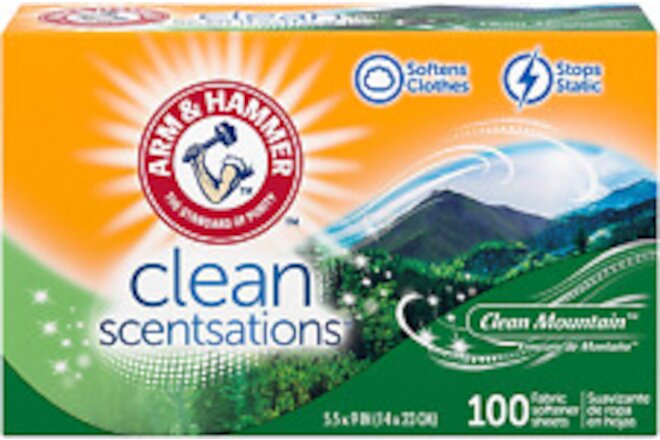 Arm Hammer Fabric Softener Sheets, 100 Sheets, Clean Mountain