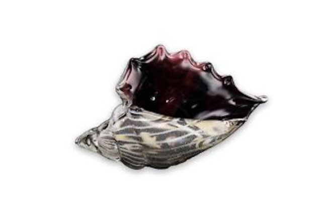 Anecdotal Aardvark Art Glass Black & Clear Conch Shell