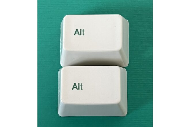 Set of 2 - ALT (Green) PEARL KeyCaps IBM Model M Keyboard Key Cap Unicomp *READ*