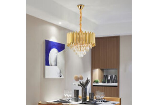 Modern Crystal Gold Ceiling Light Chandelier LED Pendant Lamp Fixture Decoration