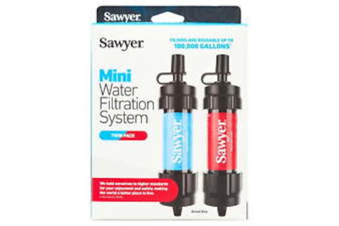SP8101 Mini Water Filtration System, Twin Pack, Cyan and Red