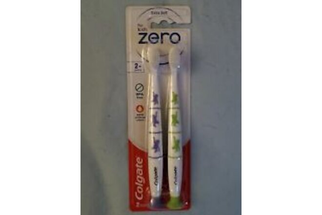 Colgate Zero Kids Toothbrush Extra Soft Bristles Suction Cup Holder BPA Free 2Pk
