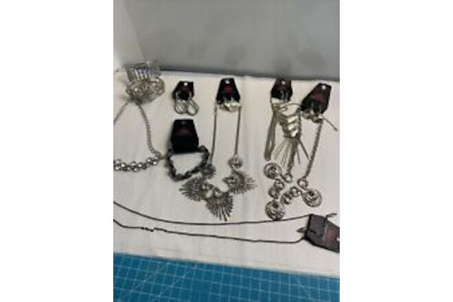 Lot Of Silver And Gem Costume Jewelry New