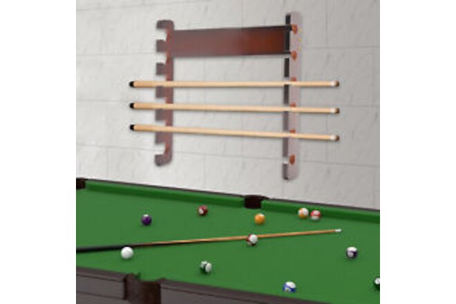 6 Sticks Pool Cue Rack Wall Mounted, Horizontal Storage, Billiard Cue Holder US