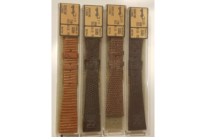 Lot Of 4 Vintage Hadley Roma Leather Watch Bands Lizard  Mens 19 mm 20 mm