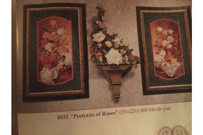 VTG HOMCO HOME INTERIORS Floral Portrait Of Roses VICTORIAN PICTURE Set NEW