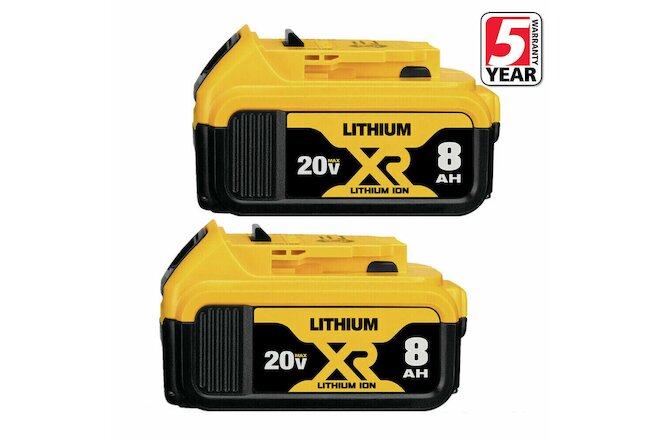 for Dewalt 20V 20Volt Max XR 8.0AH Lithium Ion Battery DCB206-2 DCB205-2 2 Pack