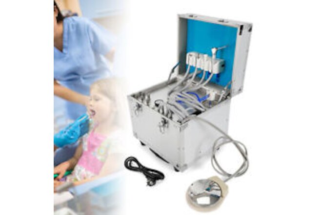 Dental Portable Mobile Delivery Unit Rolling Case Air Compressor Syringe Suction