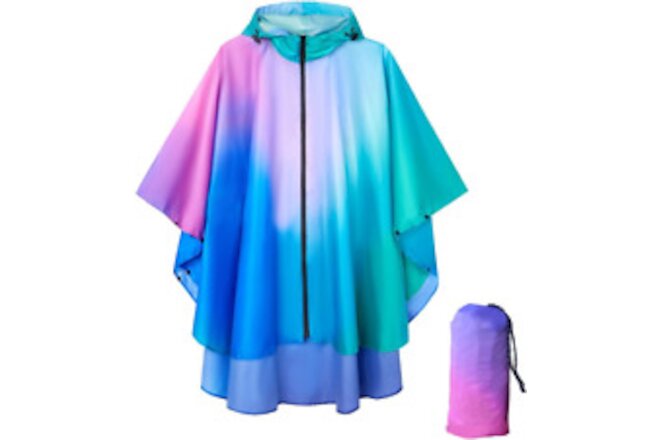 Waterproof Hooded Lightweight Rain Poncho for Adults Women Men with Pockets Unis