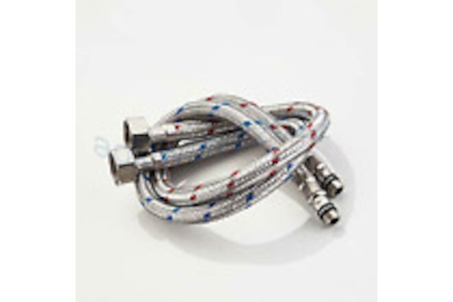 24''Supply Line Hose Long X2 Pack Faucet Connector Braided 3/8'' Stainless Steel