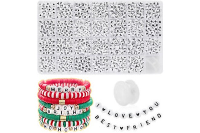 1350 Pieces Letter Beads Kit, 4x7 mm White Acrylic Alphabet Beads for Jewelry Ma