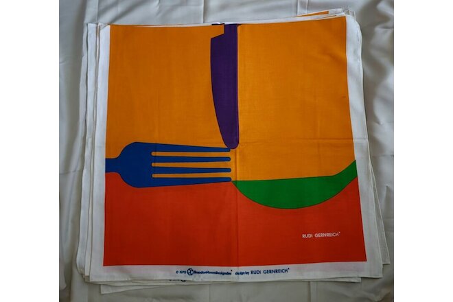 VTG 1978 Rudi Gernreich Design CA Mid Century Modern Hand Print Fabric Squares