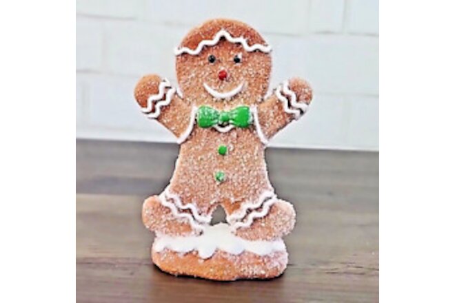 Gingerbread Man Boy Figurine Resin Christmas Cookie Faux Sugar Tabletop Decor 6"