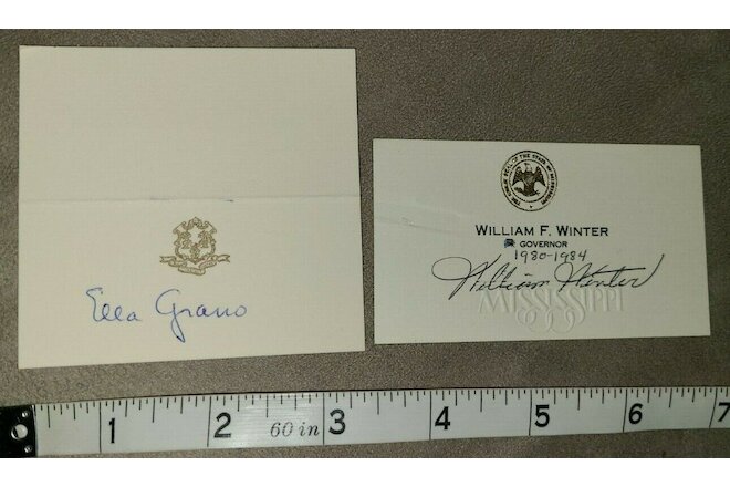 Lot of 2- Signed Autographs from US Governors - William Winter & Ella Grasso