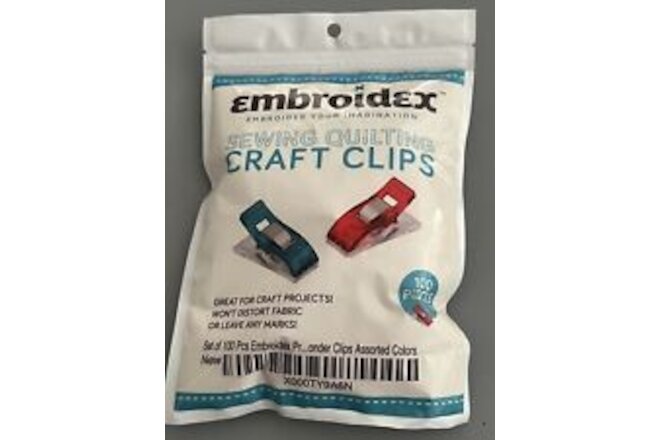 NEW SEALED 100 PIECES EMBROIDEX CRAFT CLIPS FOR SEWING, KNITTING, CROCHET MACHIN