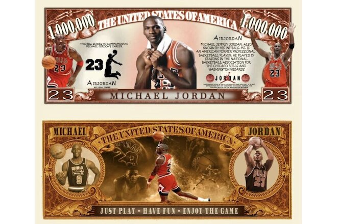 Michael Jordan Chicago Bulls NBA Collectible Pack of 100 1 Million Dollar Bills
