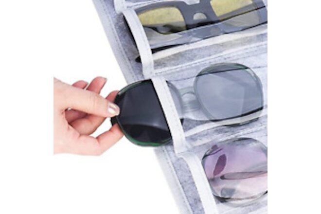 Sunglasses Organizer Storage, Hanging Dust Proof Wall Pocket Glasses Organizer w