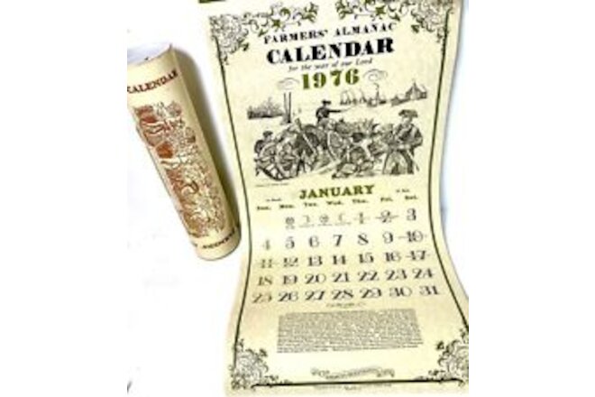 1976 Calendar Farmers’ Almanac Wall Calendar NEW with Tube Coin Bank VINTAGE