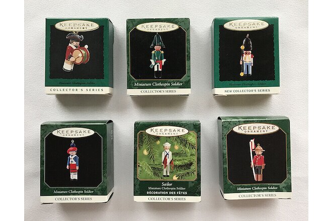 6 Clothespin Soldiers ~ Complete Collector's Set ~ Hallmark Miniature Ornaments