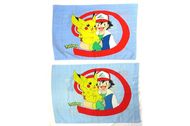 Pokemon Vintage 90's Pillowcase Lot of 2 ASH PIKACHU Springs Standard and Twin
