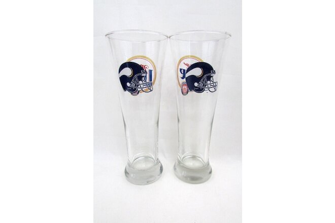 Minnesota Vikings Helmet Miller Lite 16oz. Tall flute Logo Beer Glasses set of 2