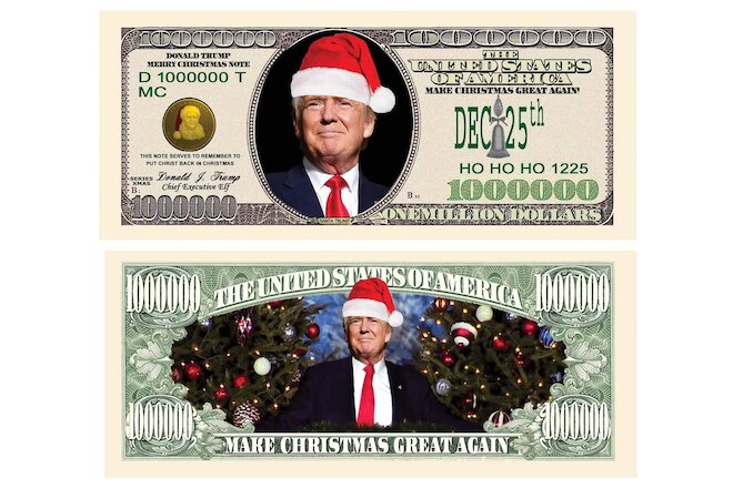 Donald Trump Christmas Pack of 5 Collectible Funny Money 1 Million Dollar Bills