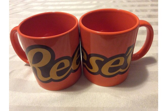(2) Reeses Peanut Butter Cups Coffee Mug Set Orange Yellow Galerie Pair Lot
