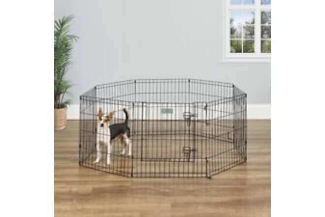 Foldable Metal Exercise Pet Dog Playpen Without Door, 24" High