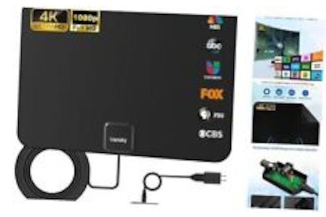 TV Antenna Indoor, Digital Amplified Indoor HDTV Antenna, 1080p VHF UHF Black