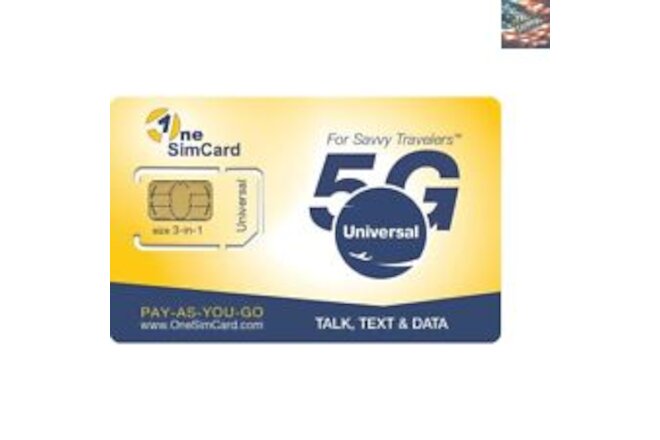 Universal 3-in-one SIM Card - Mobile Coverage in 200+ Countries, 4G in 50+ Co...