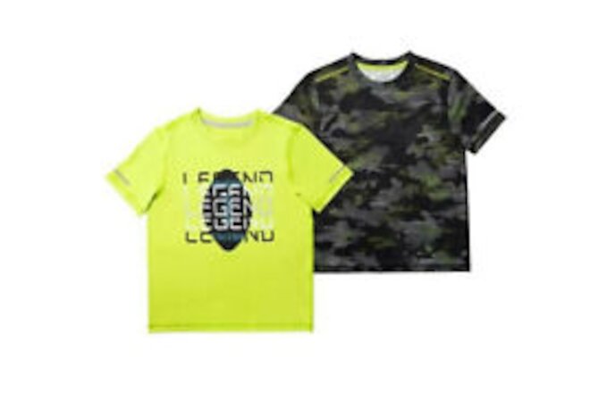 Member's Mark Boy's 2-Pack Active Tees Chartreuse/ Camo, Size 10/12