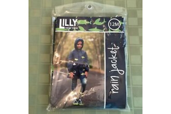 Lilly of New York Baby 12M Blue Shark Print Hooded Rain Jacket: NEW In Pkge FUN!